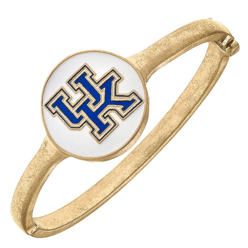 Canvas Style Kentucky Wildcats Enamel Statement Hinge Bangle In White