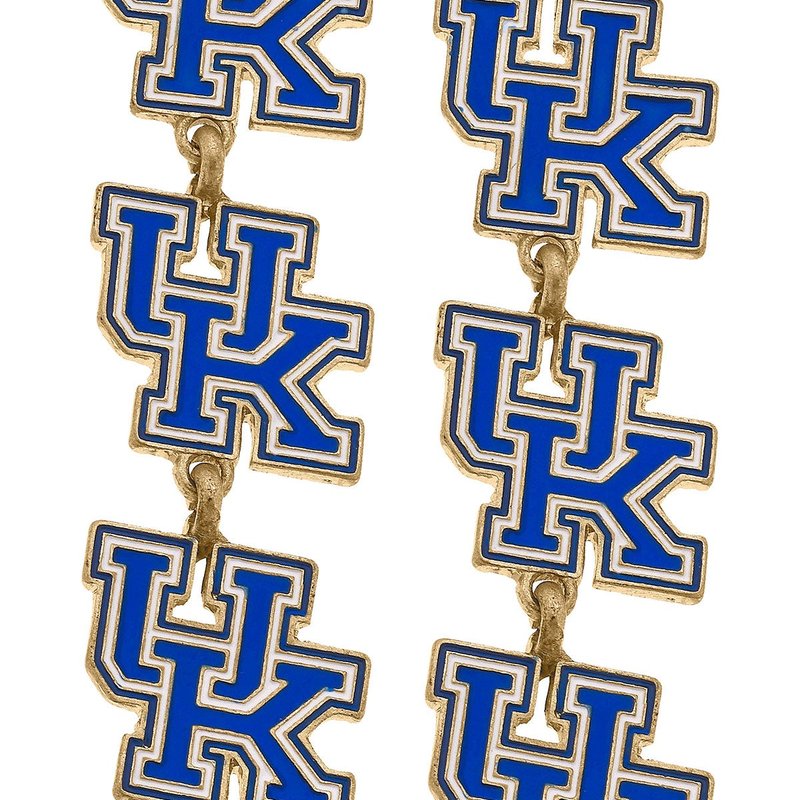 Canvas Style Kentucky Wildcats Triple Drop Enamel Earrings In Blue