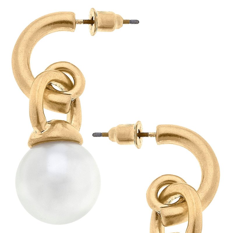 Canvas Style Layne Pearl Drop Hoop Earrings In White
