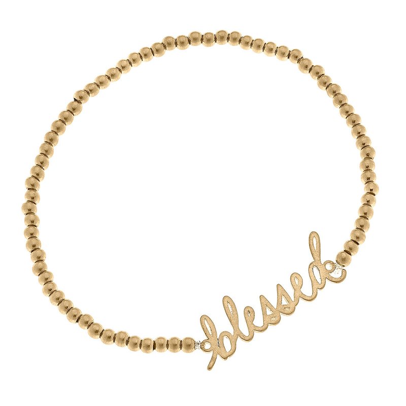 Canvas Style Leah Blessed Ball Bead Stretch Bracelet In Gold
