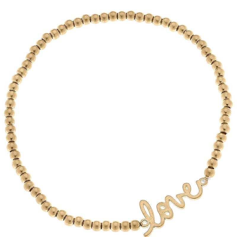 Canvas Style Leah Love Ball Bead Stretch Bracelet In Gold