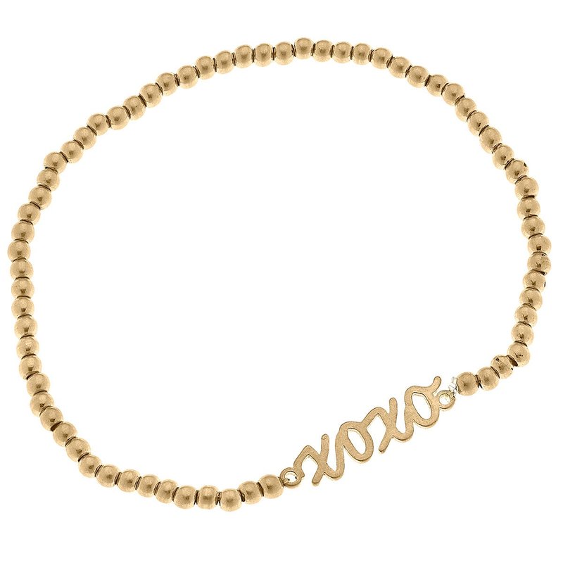 Canvas Style Leah Xoxo Ball Bead Stretch Bracelet In Gold