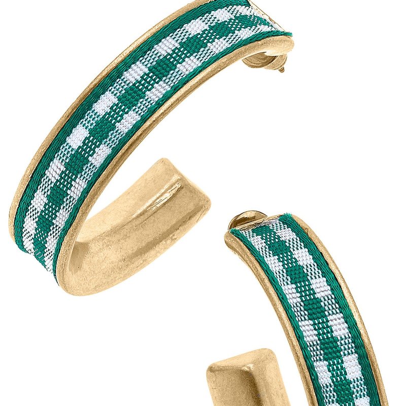 Canvas Style Libby Gingham Hoop Earrings In Green