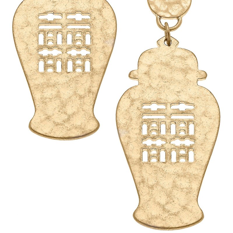 Canvas Style Lila Temple Jar Statement Earrings In Worn Gold