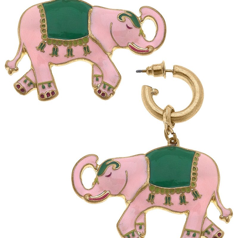 Canvas Style Livy Enamel Elephant Earrings In Pink