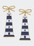 Luna Enamel Lighthouse Earrings in Navy & White - Navy/White