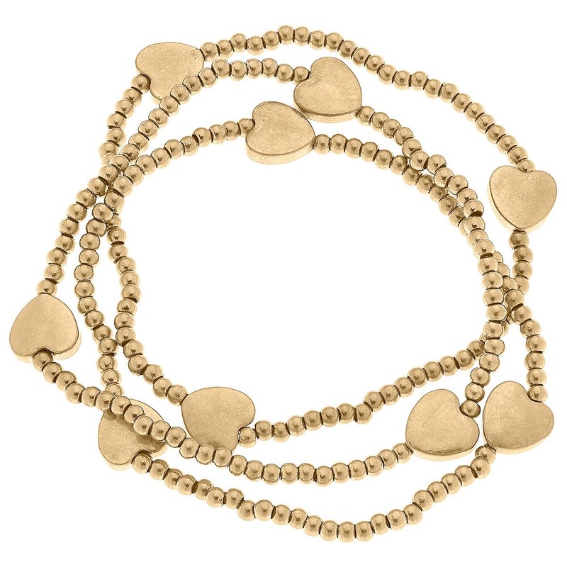 Canvas Style Macy Heart Stacking Stretch Bracelets In Gold
