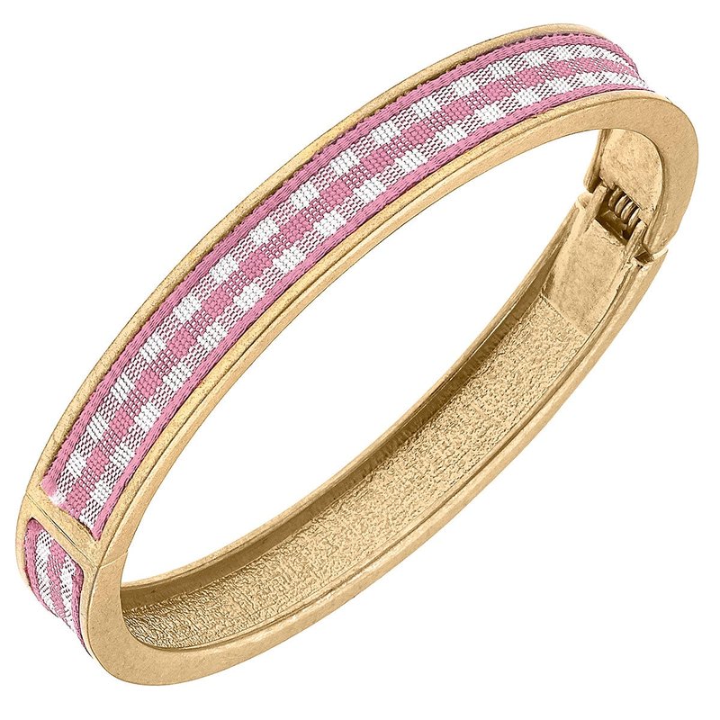 Canvas Style Makenzie Gingham Hinge Bangle In Pink