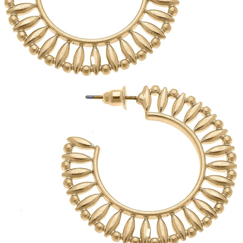 Canvas Style Mari Scalloped Hoop Earrings In Worn Gold