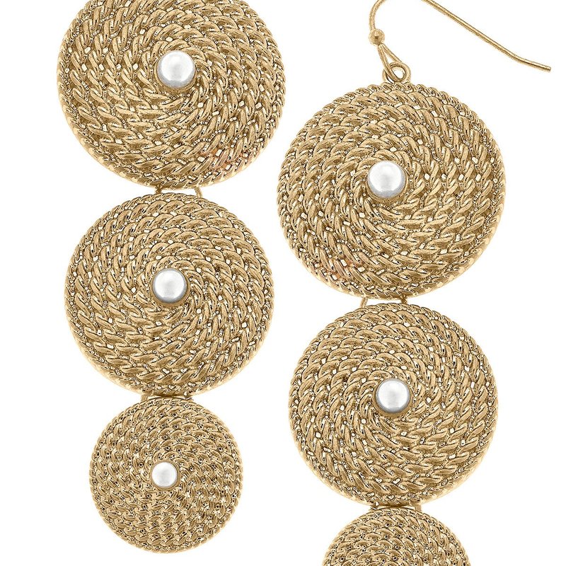 Canvas Style Mary Rope Coil & Pearl Drop Earrings In Gold
