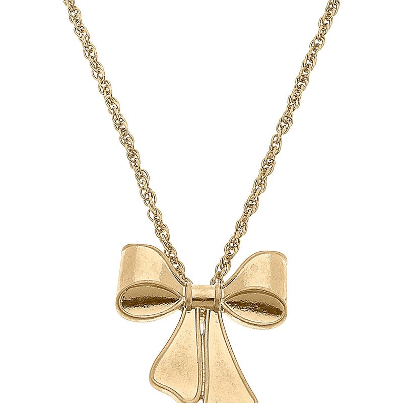 Canvas Style Maxwell Bow Pendant Necklace In Gold
