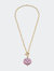 Meredith Chinoiserie T-Bar Necklace - Pink & White - Pink/White
