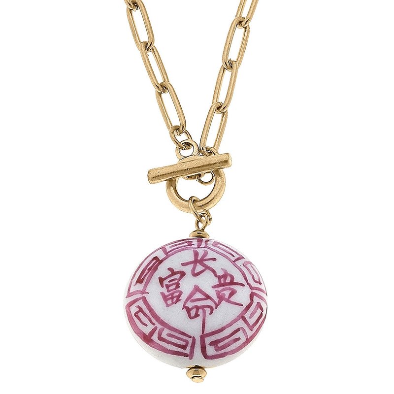Shop Canvas Style Meredith Chinoiserie T-bar Necklace In Purple