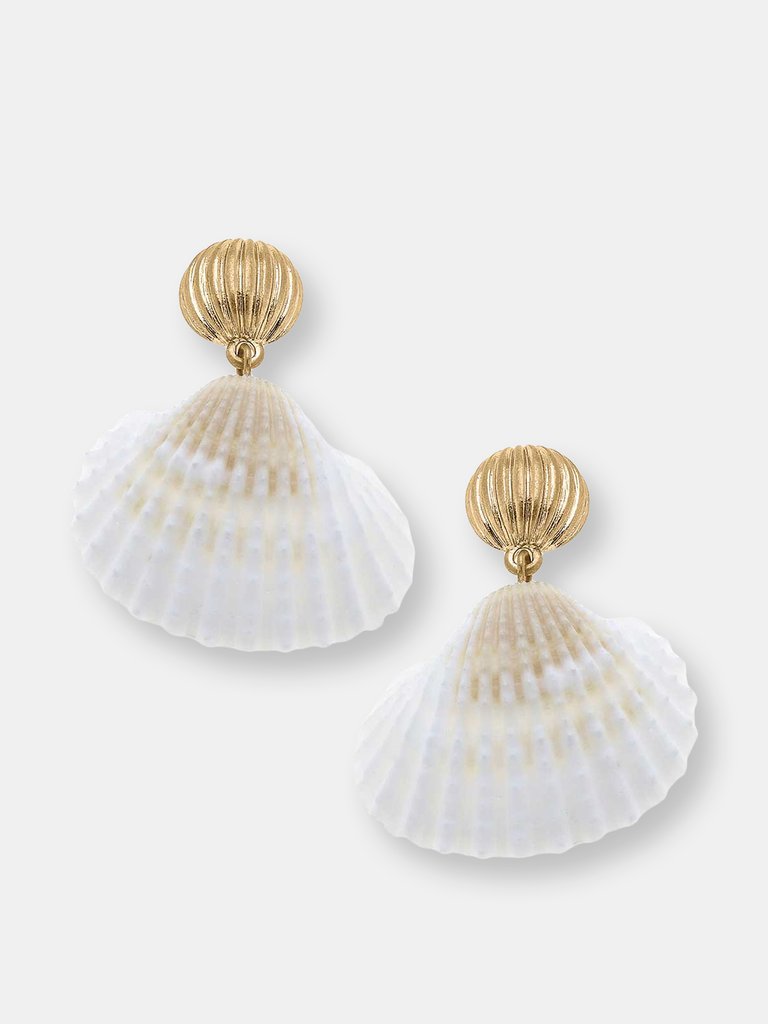 Mia Cockle Shell Drop Earrings - Ivory
