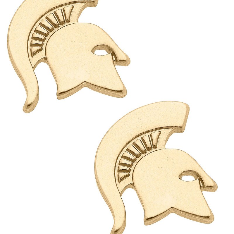 Canvas Style Michigan State Spartans 24k Gold Plated Stud Earrings