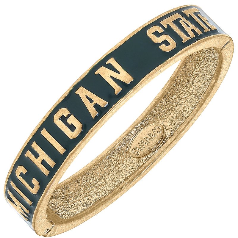 Canvas Style Michigan State Spartans Enamel Hinge Bangle In Green
