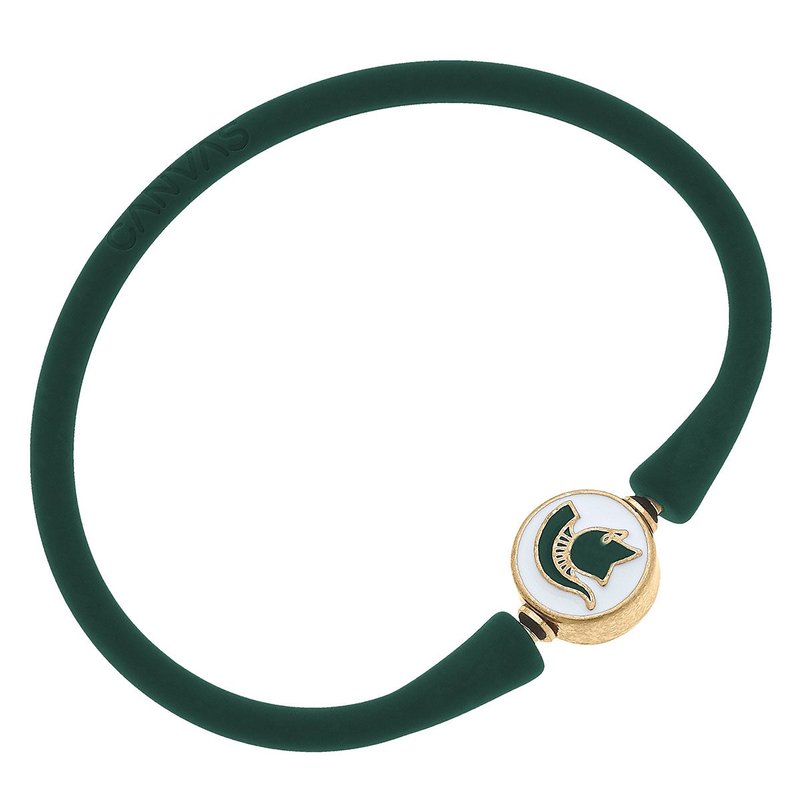 Canvas Style Michigan State Spartans Enamel Silicone Bali Bracelet In Green