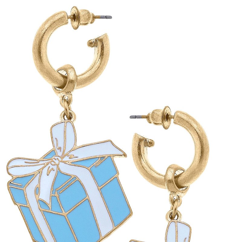 Canvas Style Millie Enamel Present Drop Earrings In Blue