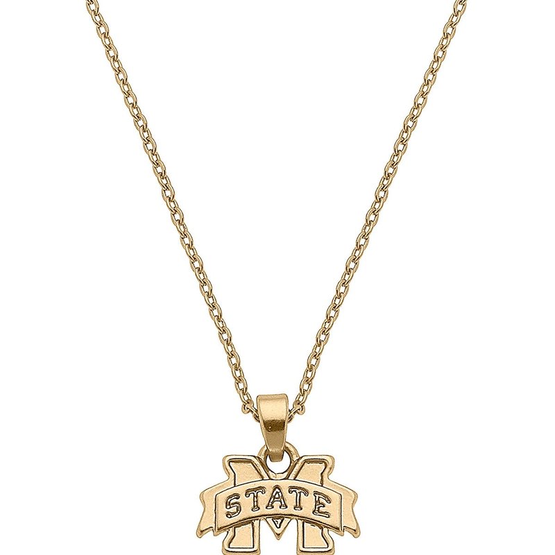 Canvas Style Mississippi State Bulldogs 24k Gold Plated Pendant Necklace