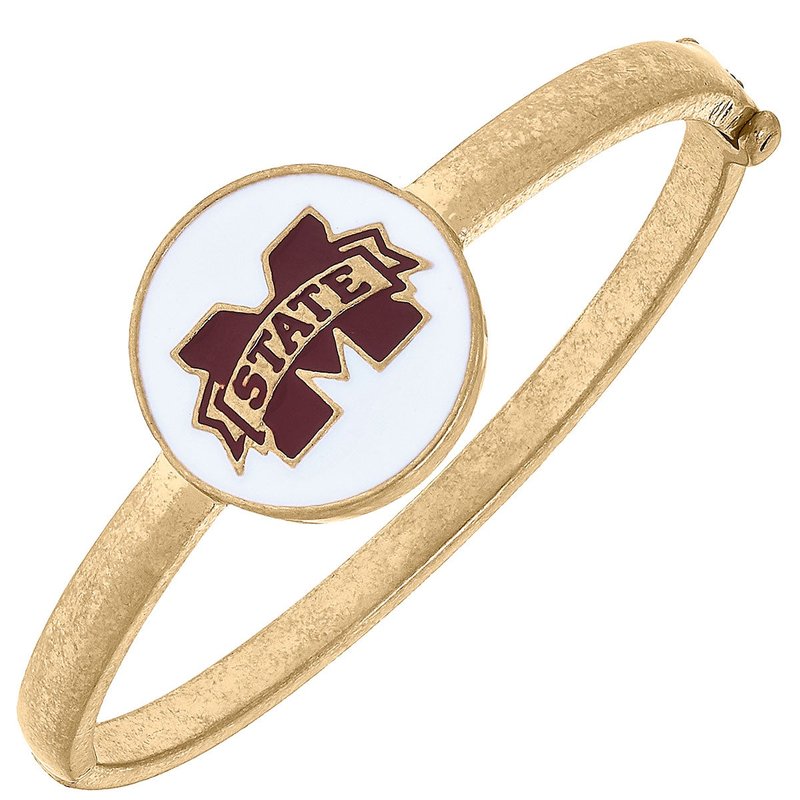 Canvas Style Mississippi State Bulldogs Enamel Statement Hinge Bangle In Red
