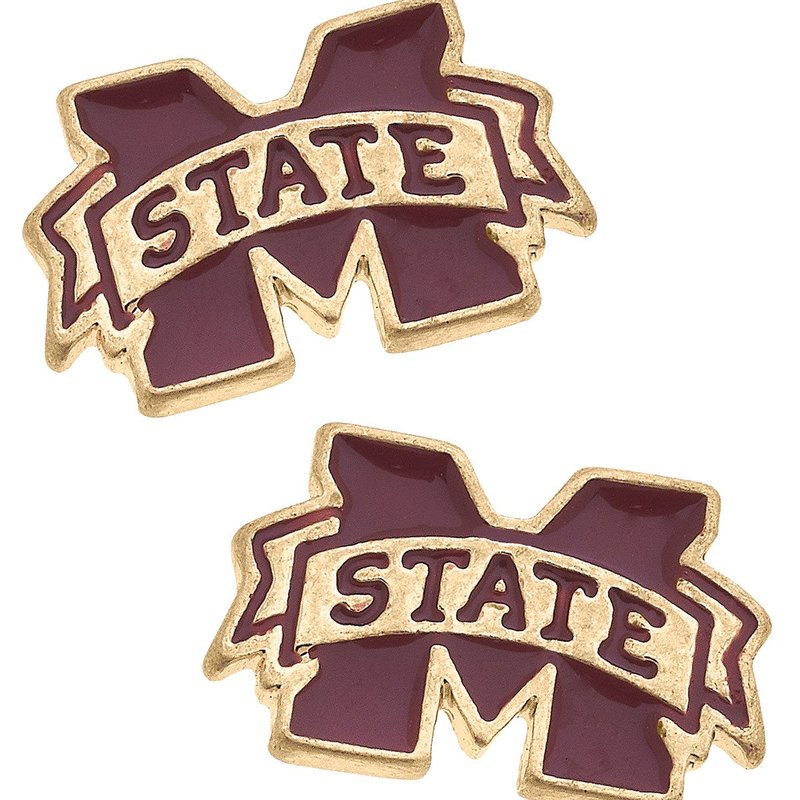Canvas Style Mississippi State Bulldogs Enamel Stud Earrings In Red