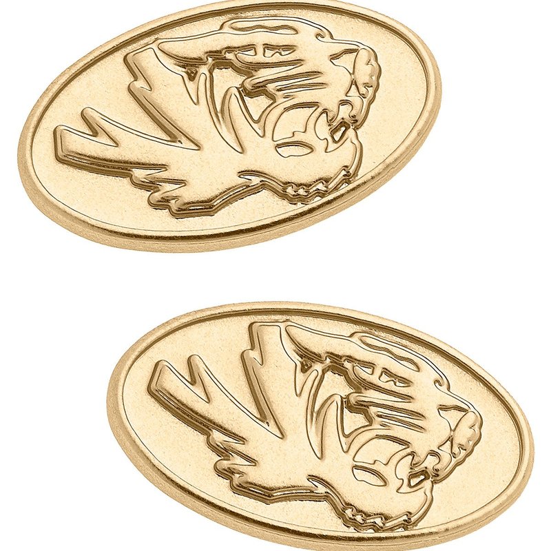 Canvas Style Missouri Tigers 24k Gold Plated Stud Earrings
