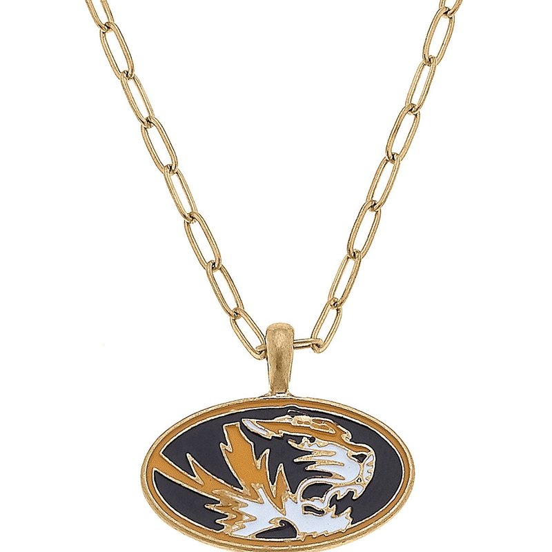 Canvas Style Missouri Tigers Enamel Pendant Necklace In Black