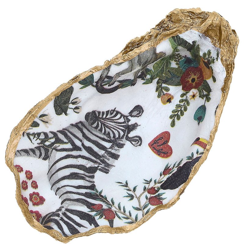 Canvas Style Murphy Decoupage Oyster Ring Dish In White