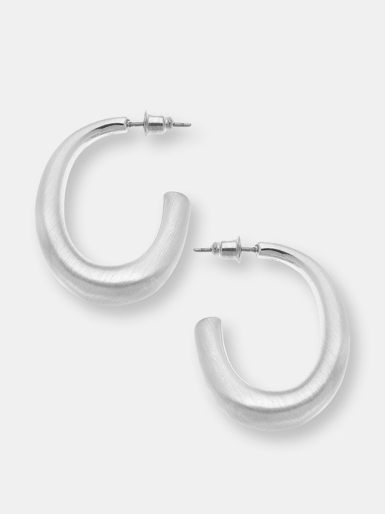 Naomi Hoop Earrings in Satin Silver - Silver