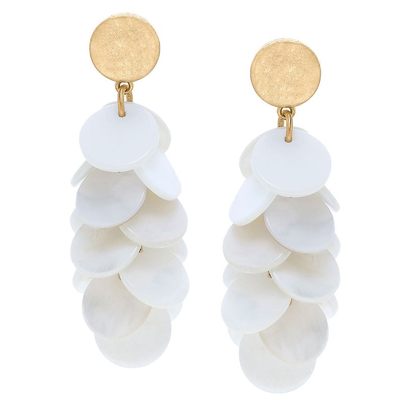 Canvas Style Naya Pearl Disc Cluster Statement Earrings In Gold