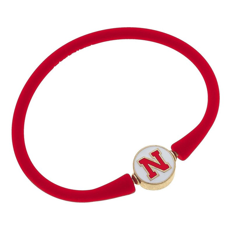 Shop Canvas Style Nebraska Cornhuskers Enamel Silicone Bali Bracelet In Red