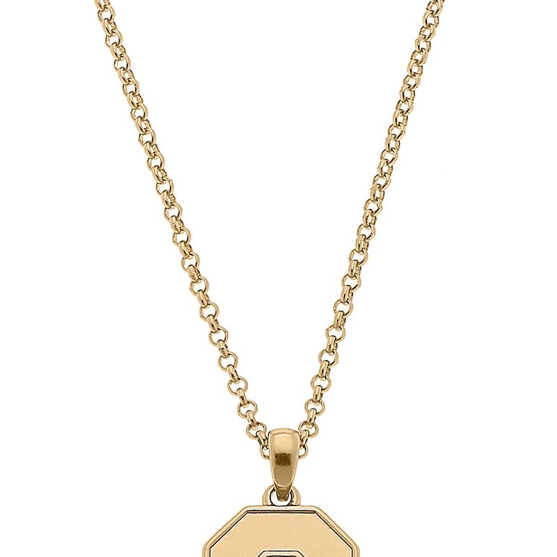 Canvas Style Ohio State Buckeyes 24k Gold Plated Pendant Necklace In Brown