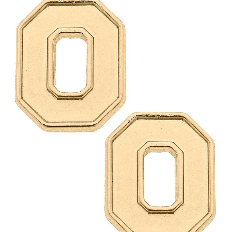 Canvas Style Ohio State Buckeyes 24k Gold Plated Stud Earrings In Brown