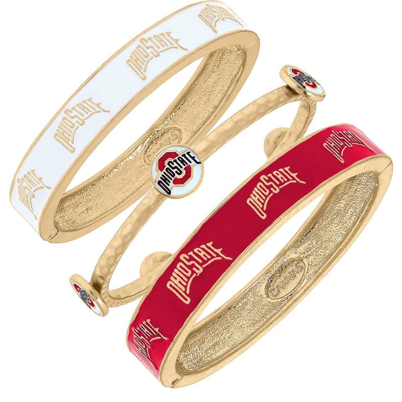 Shop Canvas Style Ohio State Buckeyes Enamel Bangle Stack In Red