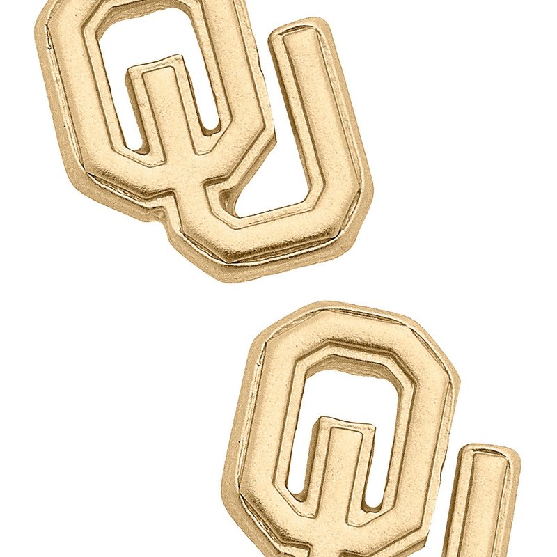 Canvas Style Oklahoma Sooners 24k Gold Plated Stud Earrings