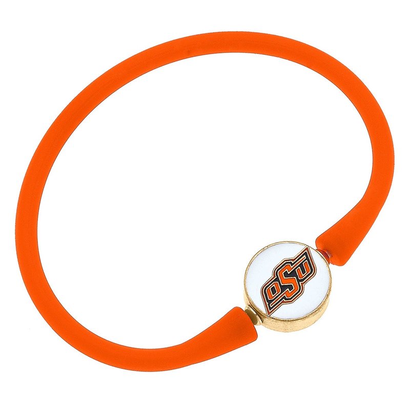 Canvas Style Oklahoma State Cowboys Enamel Silicone Bali Bracelet In Orange