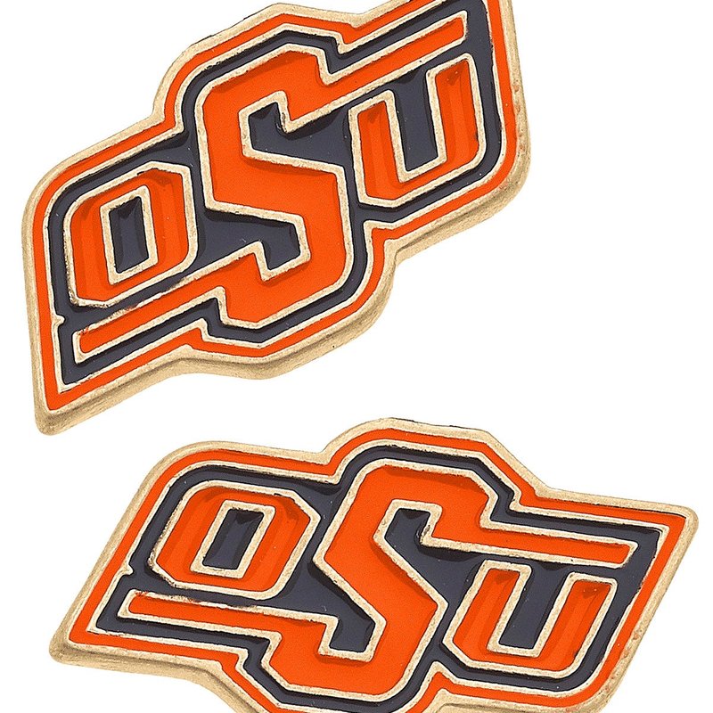 Canvas Style Oklahoma State Cowboys Enamel Stud Earrings In Orange