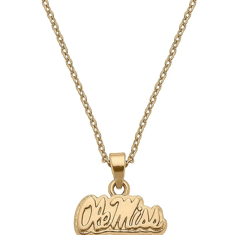 Canvas Style Ole Miss Rebels 24k Gold Plated Pendant Necklace