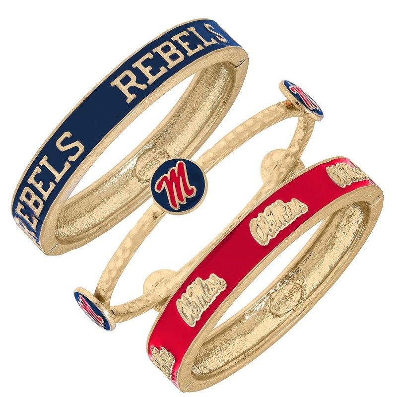 Canvas Style Ole Miss Rebels Enamel Bangle Stack In Blue