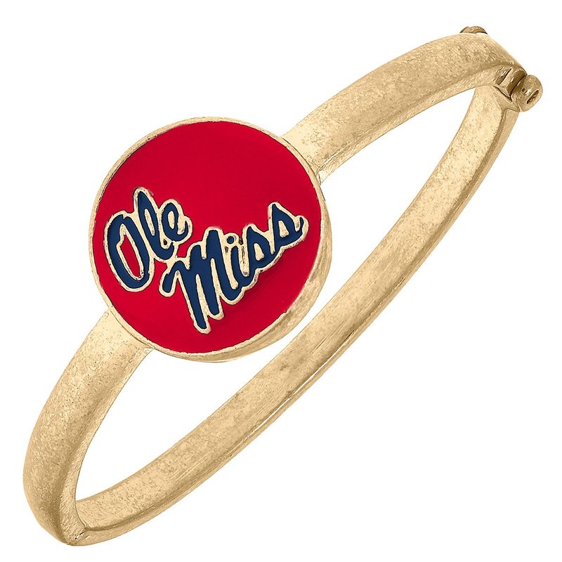 Canvas Style Ole Miss Rebels Enamel Statement Hinge Bangle In Red