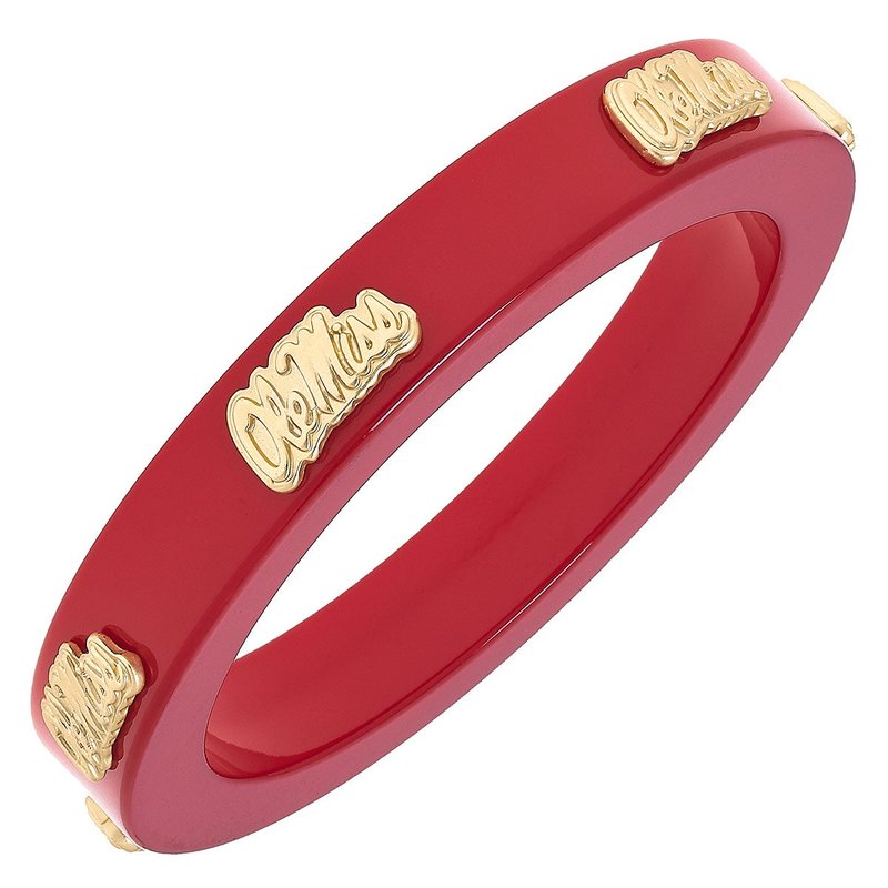 Canvas Style Ole Miss Rebels Resin Logo Bangle In Red