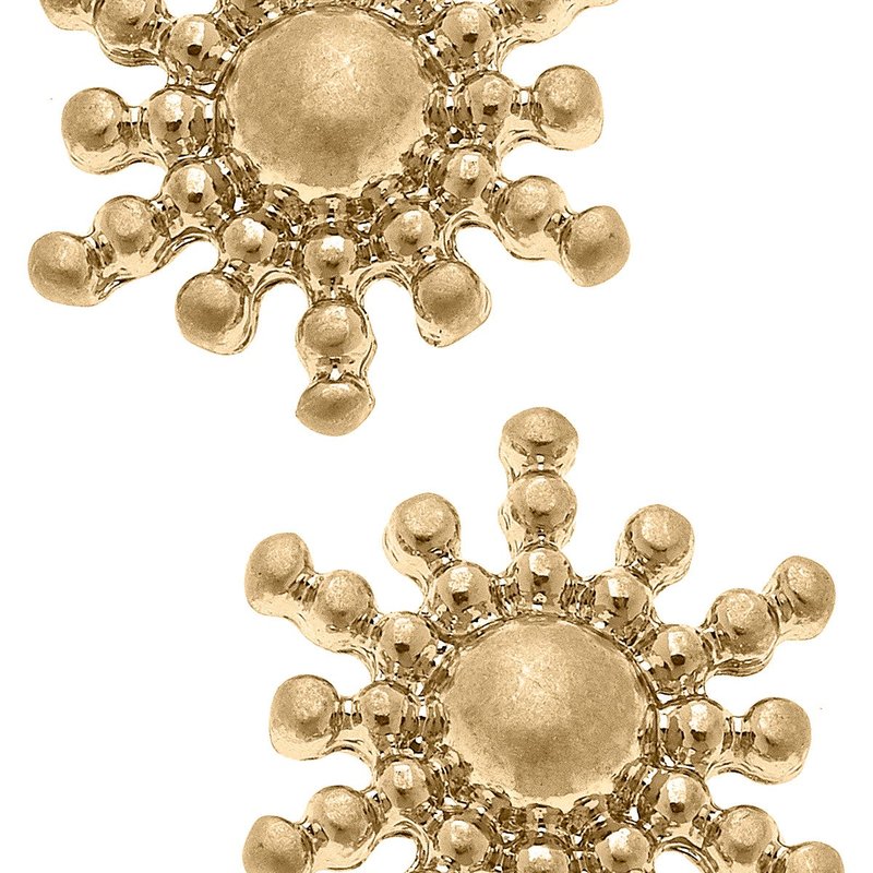 Canvas Style Olivia Sunburst Stud Earrings In Worn Gold
