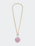 Ophelia Pink Chinoiserie Pendant T-Bar Necklace - Pink/White