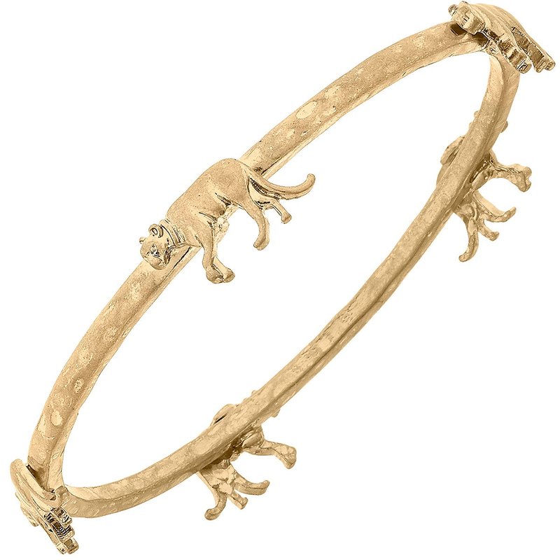 Canvas Style Pearl Lioness Bangle In Gold