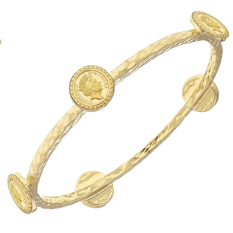 Canvas Style Queen Elizabeth Claudia Coin Bangle In Gold