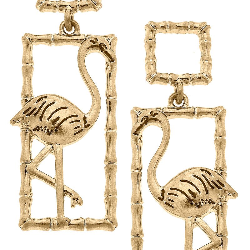 Canvas Style Rae Flamingo Drop Earrings In Gold