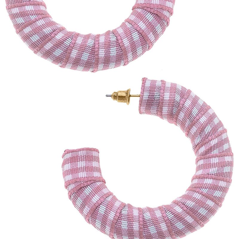 Canvas Style Reese Gingham Statement Hoop Earrings In Pink