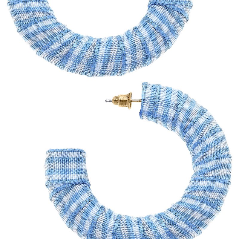 Canvas Style Reese Gingham Statement Hoop Earrings In Blue