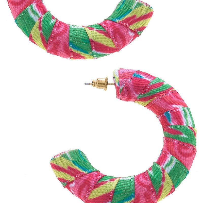 Canvas Style Reese Tropical Statement Hoop Earrings In Pink