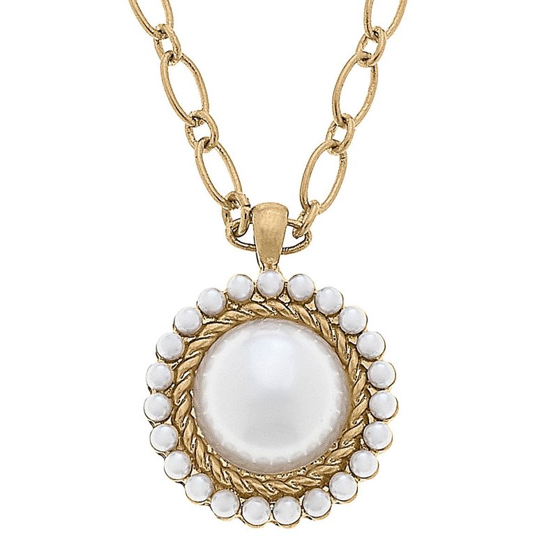 Canvas Style Remi Pearl Cluster Cabochon Necklace In Gold